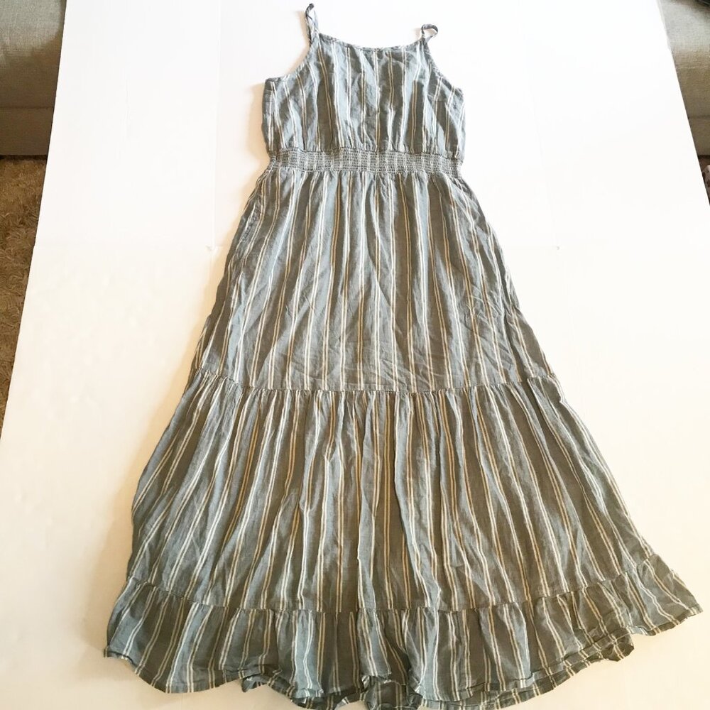 TOAD & CO. Airbrush Maxi Dress Blue White Tiered Organic Cotton Womens Small - Picture 2 of 8